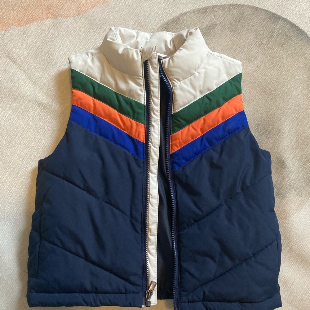 Janie and Jack Chevron Puffer Vest - Navy, Orange, Green, Blue